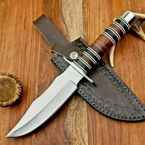 Hand Forged CUSTOM D2 STEEL Hunting Knife Full Tang With Leather Sheath - Bild 1 von 8