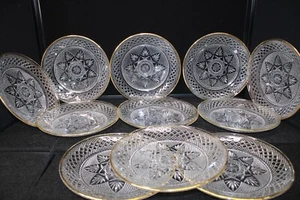 CRISTAL D'ARQUES-DURAND "Antique Gold" Lunch Plates SET of 11 {9281} - Picture 1 of 5