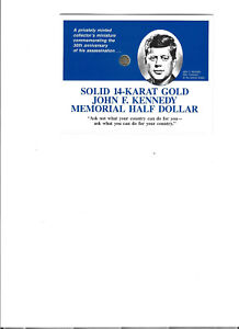 KENNEDY 14-KARAT GOLD MEMORIAL HALF DOLLAR MINIATURE 9mm WEIGHT 3,36 GRAINS