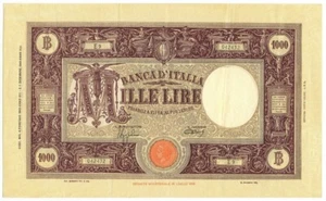 1000 LIRE BARBETTI GRANDE M TESTINA FASCIO II TIPO 06/02/1943 BB+ - Picture 1 of 6
