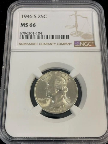 1946 S MS 66 Washington Quarter NGC Graded Certified GEM Cover