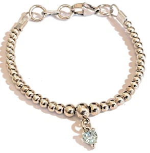 Bracciale da donna acciaio inox con ciondolo acquamarina argento 925 Swarovski - Foto 1 di 3