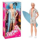 ​Barbie The Movie Ken Doll Wearing Pastel Pink and Green Striped Beach Matching 