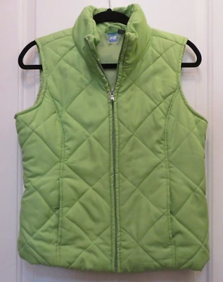 SJB ACTIVE Women Quilted Down Vest LIME APPLE GREEN FULL ZIP SIZE Small - Image 1 of 4