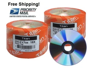 SPECIAL! 100-Pack Titan 16X SHINY TOP DVD-R Disc 4.7GB FREE EXPEDITED SHIPPING - Picture 1 of 3