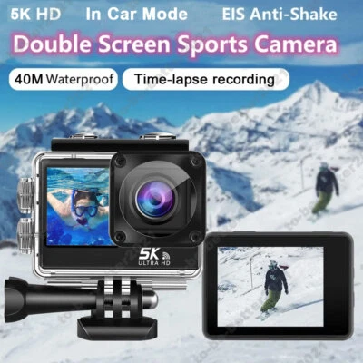 5K Sports Camera with Dual Touch Screen Anti-Shake EIS Stabilization Motorcycle - Image 1 of 4