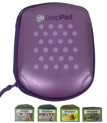 Leap Frog Game lot (4 games) And Carrying Case Purple Tangled Sesame Street - Image 1 of 3