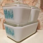 Old Pyrex Amish Butter Print Blueccasserole Set Of 3