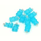 10 Blue Gummy Bears Charms - Resin - Sweets - 20mm X 10mm - J664329