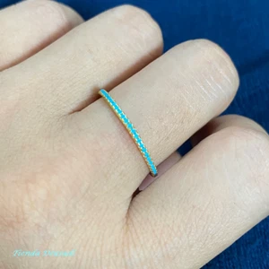 Ring Engagement Style Vintage Silver Sterling With Stone, Turquoise - Picture 1 of 2