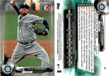 2017 Bowman FELIX HERNANDEZ Baseball Card 70 Seattle Mariners