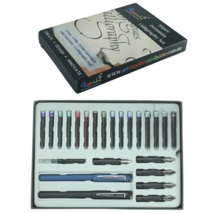 25pce Premium Calligraphy Set Ink Cartridges, Pens, Nibs & Paper In Gift Box - Picture 1 of 7