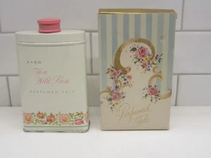 Vintage Avon To a Wild Rose Perfumed Talc Tin 2.75 oz Full! New Old Stock - Picture 1 of 6