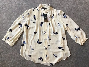 Lauren Ralph Lauren Collarless Floral Shirt Natural In Women’s Size S BRAND NEW - Picture 1 of 4
