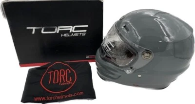 TORC T9 全脸复古摩托车头盔光泽灰色中号 - T908:23 — 第 1/4 张图片