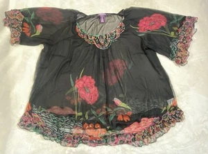 Taillissime Tunic Top Shirt Blouse Size 32W Sheer Chiffon Overlay 3/4 Sleeve - Picture 1 of 16