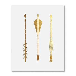 DIGIBUDDHA Three Arrows Gold Foil Print Art 8 inches x 10 inches B14 - Picture 1 of 2