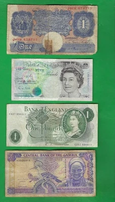 UK & GAMBIA 1940 - 2002 ~ 4 X PAPER MONEY LOT # 9372 (*-*) - Image 1 of 2