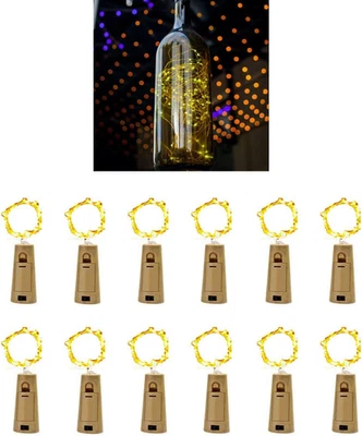Luci per Bottiglia, 12 Pezzi Tappi LED a Batteria per Bottiglie, 2M 20 Led,Luci  - Immagine 1 di 4
