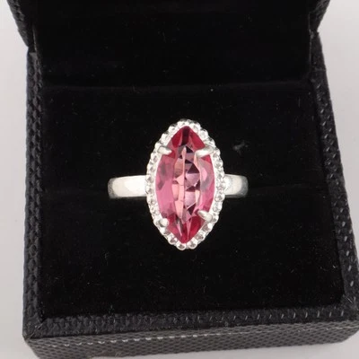 Pink Tourmaline Gemstone 925 Sterling Silver Ring Handmade Jewelry Ring For Gift - Image 1 of 3