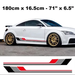 AUDI TT 8N MK1 MK2 MK3 8J 8S ROADSTER TFSI COUPE VINYL SIDE RACING STRIPES KIT - Picture 1 of 6