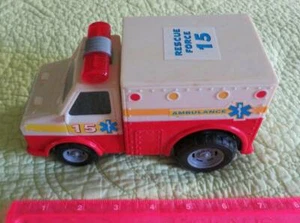 AMBULANCE Truck Child 7" Plastic TOY Rolls Aid Car Rescue Vehicle Play Basic - Picture 1 of 9