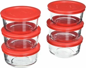 Pyrex 2-Cup Juego de almacenamiento de alimentos de vidrio con tapas - Imagen 1 de 3