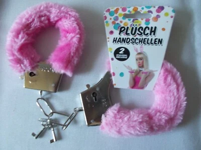 Plüsch-Handschellen, Handfessel, Rosa, mit 2 Schlüssel, - Bild 1 von 3