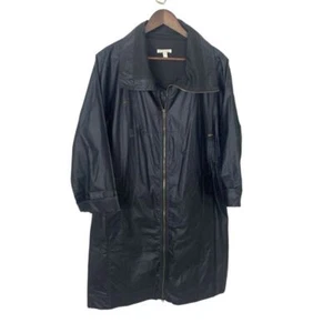EILEEN FISHER Jacke Mantel mit Kapuze und durchgehendem Reißverschluss schwarz Bio-Baumwolle lang Größe S/M - Bild 1 von 15