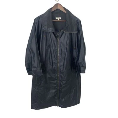 Abrigo Chaqueta EILEEN FISHER Capucha Cremallera Completa Negro Algodón Orgánico Largo Talla S/M Foto 1 de 4