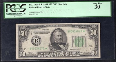 FR. 2102-B* 1934 $50 *STAR* FRN FEDERAL RESERVE NOTE NEW YORK, NY PCGS VF-30 - Image 1 of 2
