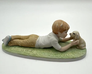 Vintage 1980 Frances Hook Making Friends Boy with Dog Porcelain Figurine Limited - Picture 1 of 10