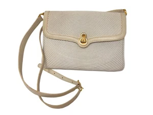 Vintage L. Righini, Camerino Italy Textured Ivory Leather Clutch Shoulder - Picture 1 of 9