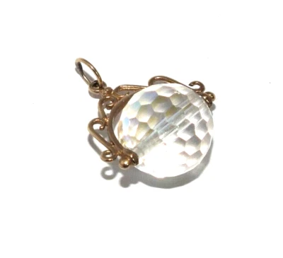 Charm A Sfera In Vetro Multifunzione Montato In Oro Giallo 9 Carati Per Donne - Immagine 1 di 4