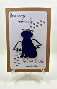 Handmade Pet Loss Sympathy Card w/ Envelope "Your Wings Were Ready.." Dog or Cat - Picture 1 of 6