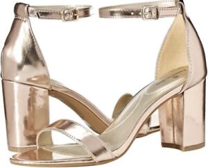 Bandolino Womens Armory Heeled Sandals Patent Rose Gold Size 9.5 M US