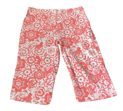 Pantalones Classic Elements para mujer 18W mandarina recortados florales cintura elástica usados en excelente estado Foto 1 de 2