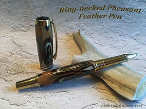 Ring-necked Pheasant Feather Roller Ball Pen * UNIQUE * Hunter Sportsman Gift * - Picture 1 of 8