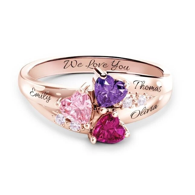 Personalized 2-3 Birthstone Mother's Ring Custom Gifts for mom Family ring - Image 1 of 4