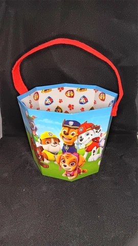 Paw Patrol Blue Easter Basket Bucket Heavy Cardstock Board 6 1/2" & 8" Dia. NEW Cover