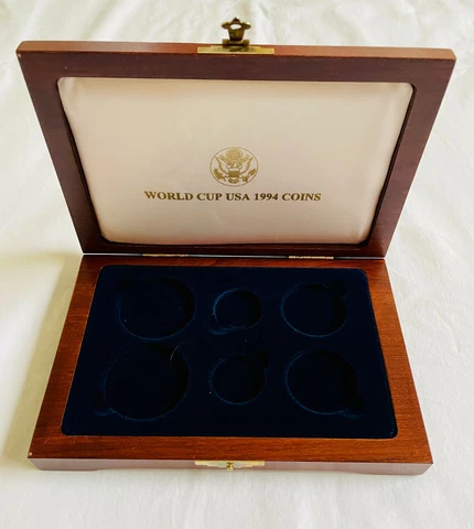 1994 US 6-Coin World Cup Comm. Set with Mahogany Box **NO COINS** Cover