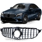 Fits for Mercedes C W205 S205 2018-2021 Sport Radiator Grille Black Gloss Chrome