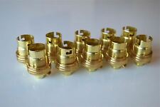 10 BRASS BAYONET FITTING BULB HOLDER LAMP HOLDER EARTHED WITH SHADE RING 10MM L2