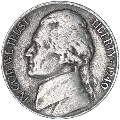 1940 D Jefferson Nickel Very Fine VF Cover