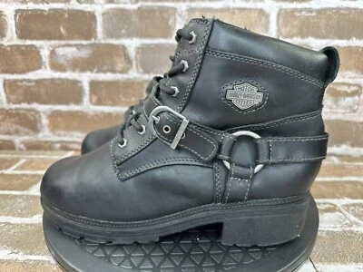 Botas de motocicleta Harley Davidson Tegan 4 pulgadas negras con cordones D84424 para mujer talla 8 Foto 1 de 4