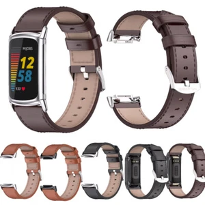 For Fitbit Charge 6 5 Watch Replacement Leather Watch Strap Metal Buckle Band US - Picture 1 of 17