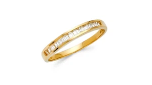 2mm 14k Gold 0.75 Ct Diamond Princess Cut Channel Set Wedding Band Lab Created - Picture 1 of 4