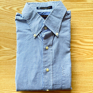 Tommy Hilfiger XL Shirt Mens Striped Blue 26" Pit-to-Pit Designer 16" Collar Men