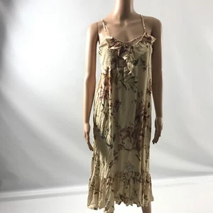Chaser Maternity Dress Maxi Long Ruffled Size S Beige Long Stretch Sleeveless - Picture 1 of 6