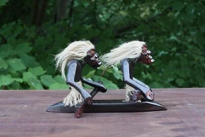 Handmade Wooden Primitive Canoe Tribal Funny Statue Sculpture Tiki Bar Handcr... - Picture 1 of 6